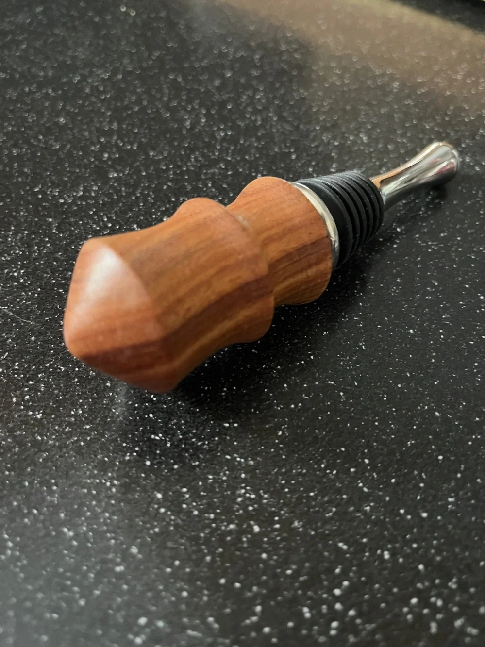 Mid Century Modern Cherry Wood Wine Stopper